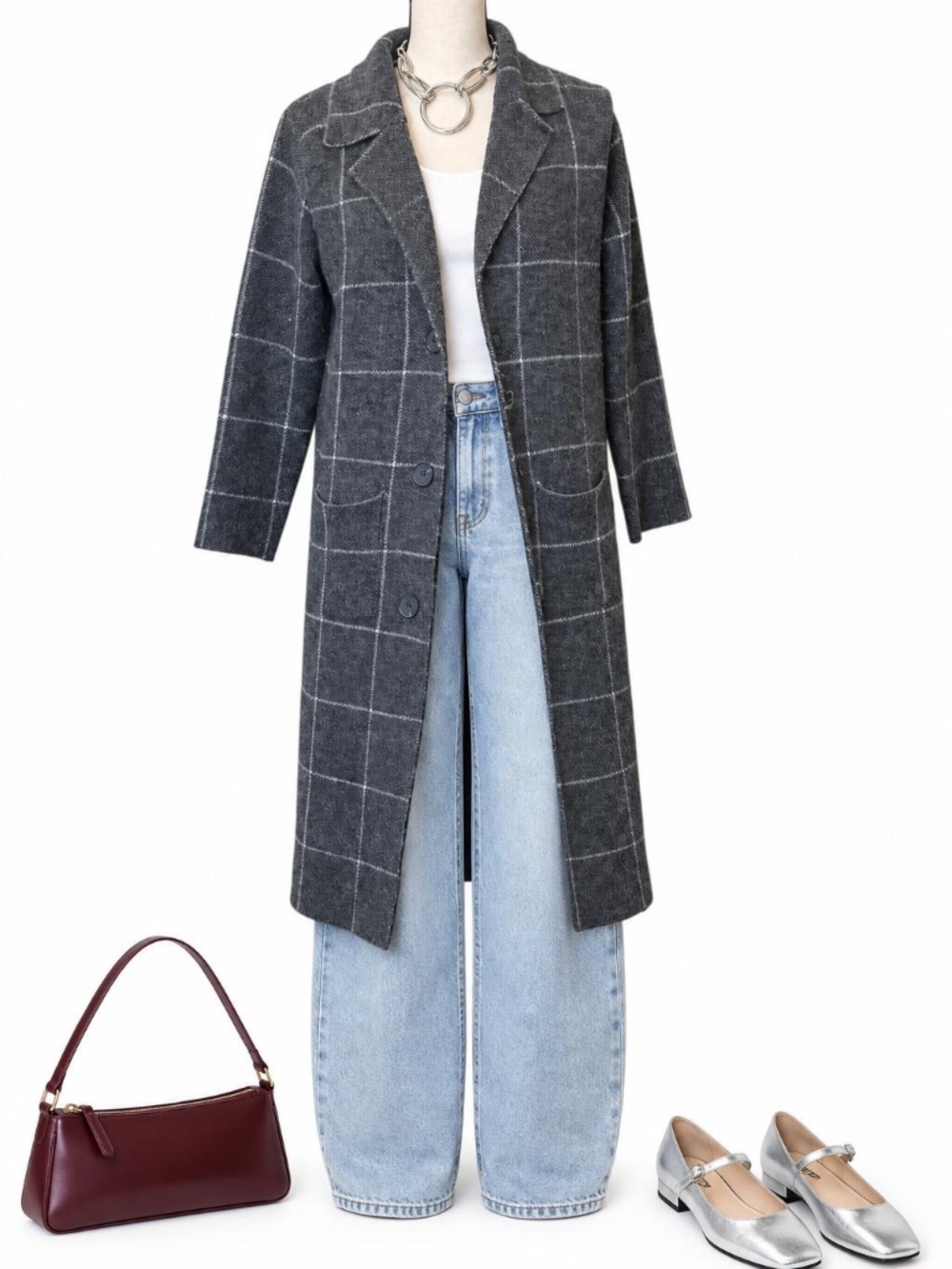 Anthropologie Solenne Windowpane Sweater Jacket XS